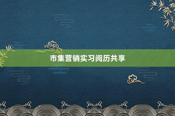 市集营销实习阅历共享